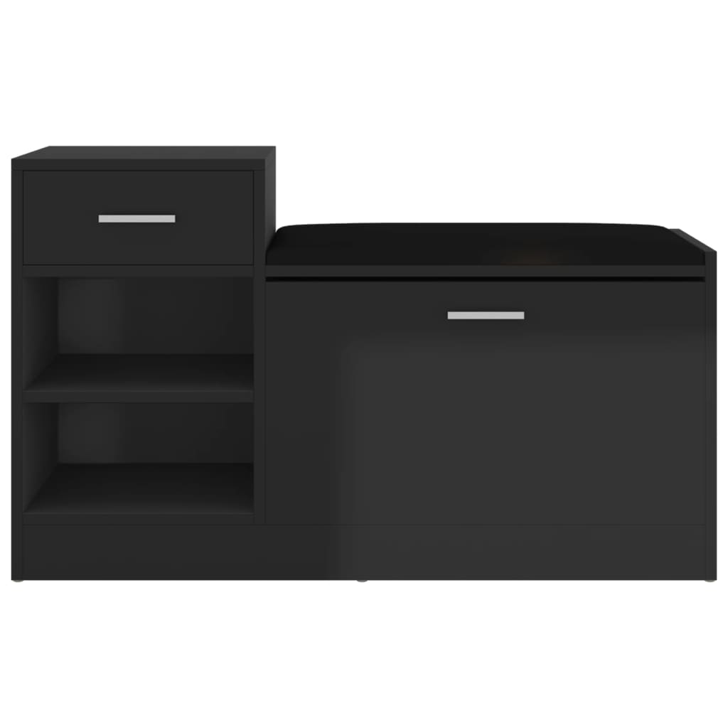 Banc à chaussures Noir brillant 94,5x31x57 cm Aggloméré - XIOS