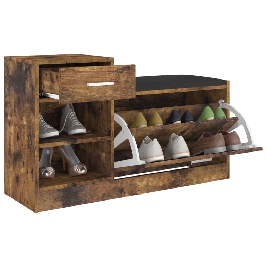 Banc à chaussures Chêne fumé 94,5x31x57 cm Aggloméré - XIOS