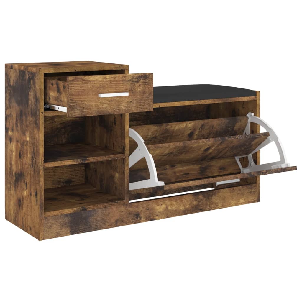 Banc à chaussures Chêne fumé 94,5x31x57 cm Aggloméré - XIOS