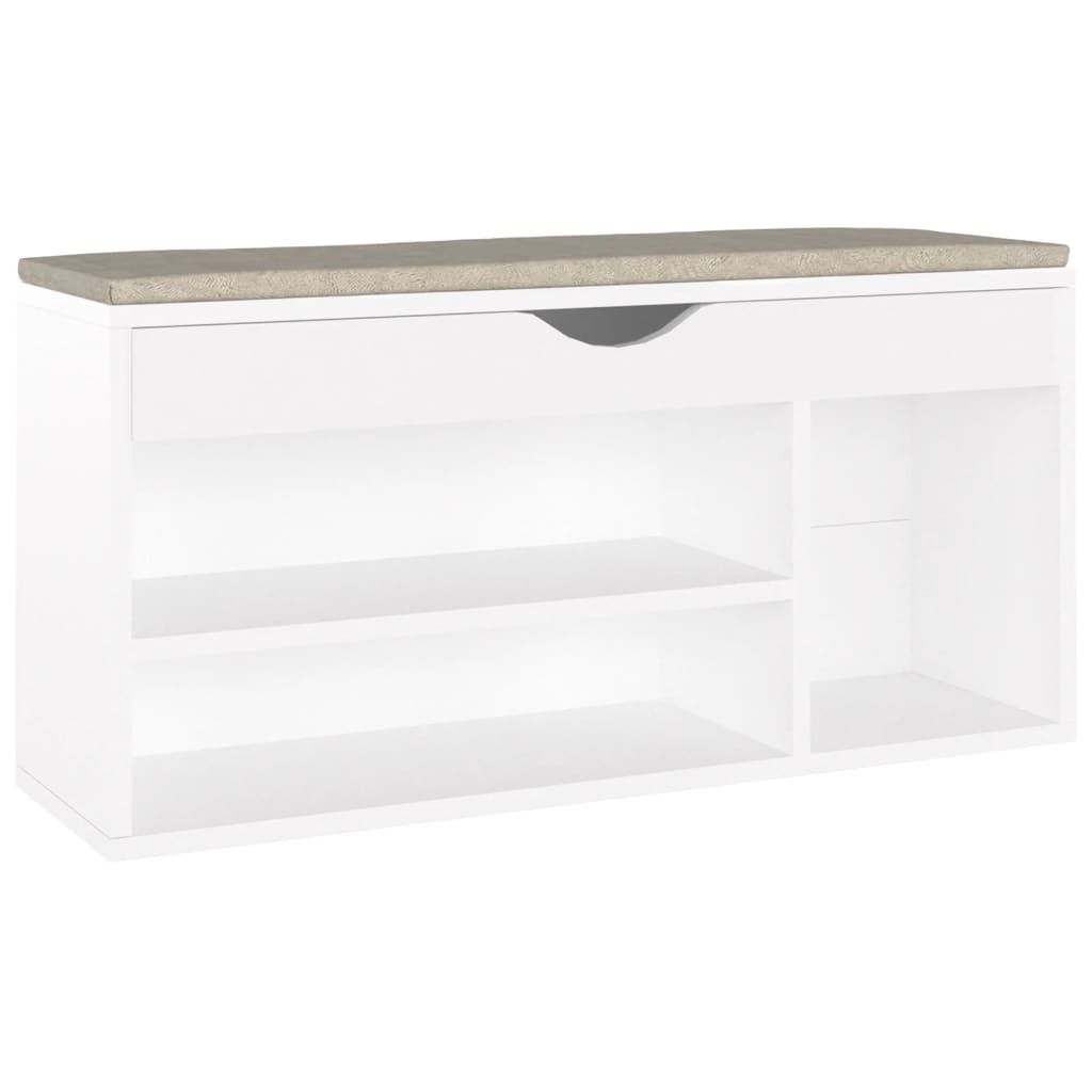 Banc à chaussures coussin Blanc 104x30x49 cm Bois d'ingénierie - XIOS