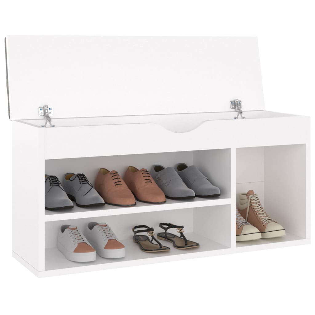 Banc à chaussures coussin Blanc 104x30x49 cm Bois d'ingénierie - XIOS