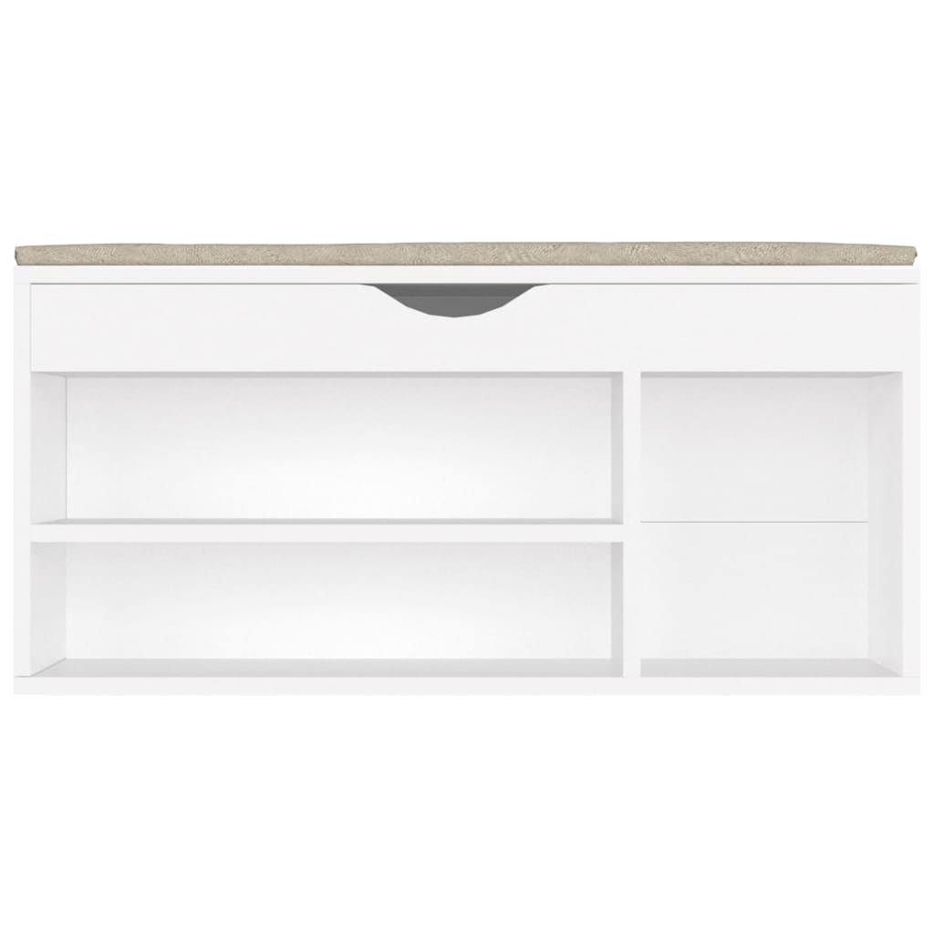 Banc à chaussures coussin Blanc 104x30x49 cm Bois d'ingénierie - XIOS