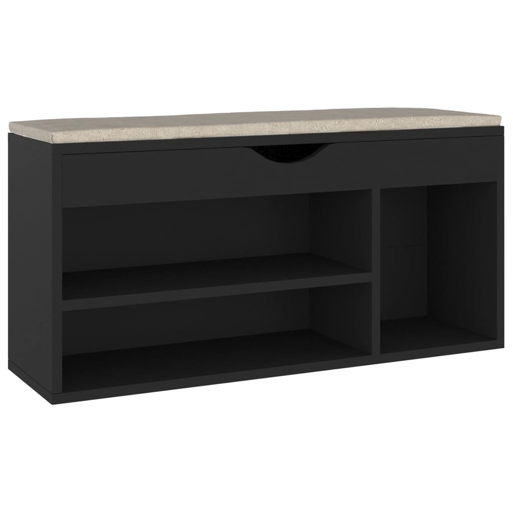 Banc à chaussures avec coussin Noir 104x30x49 cm Aggloméré - XIOS