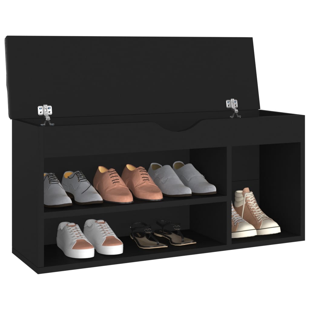 Banc à chaussures avec coussin Noir 104x30x49 cm Aggloméré - XIOS