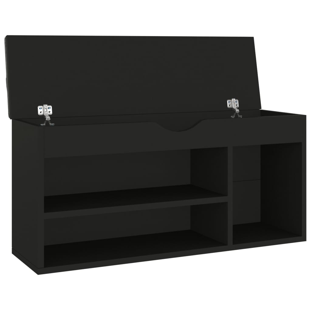 Banc à chaussures avec coussin Noir 104x30x49 cm Aggloméré - XIOS