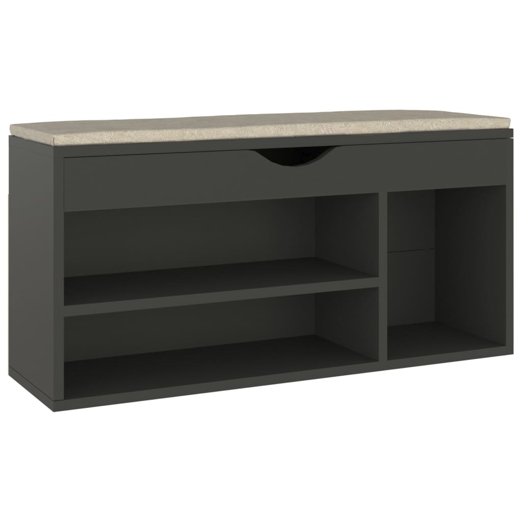 Banc à chaussures et coussin Gris 104x30x49cm Bois d'ingénierie - XIOS