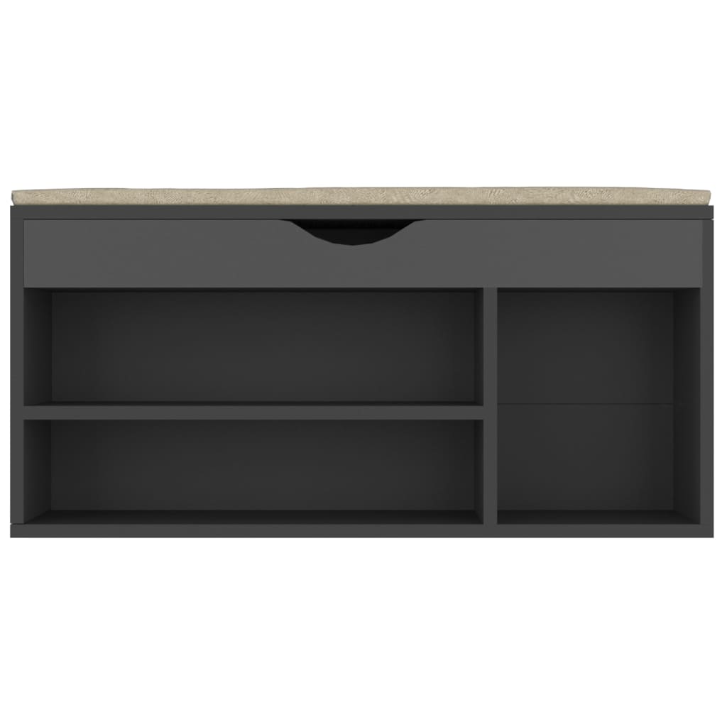 Banc à chaussures et coussin Gris 104x30x49cm Bois d'ingénierie - XIOS