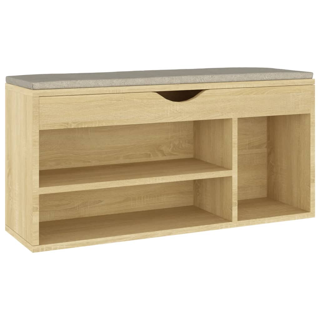 Banc à chaussures coussin Chêne Sonoma 104x30x49 cm Aggloméré - XIOS