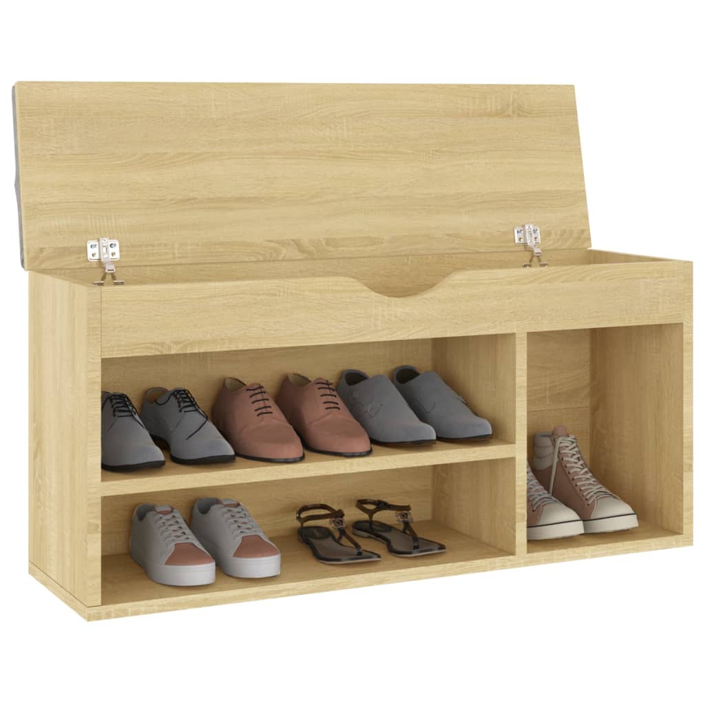 Banc à chaussures coussin Chêne Sonoma 104x30x49 cm Aggloméré - XIOS