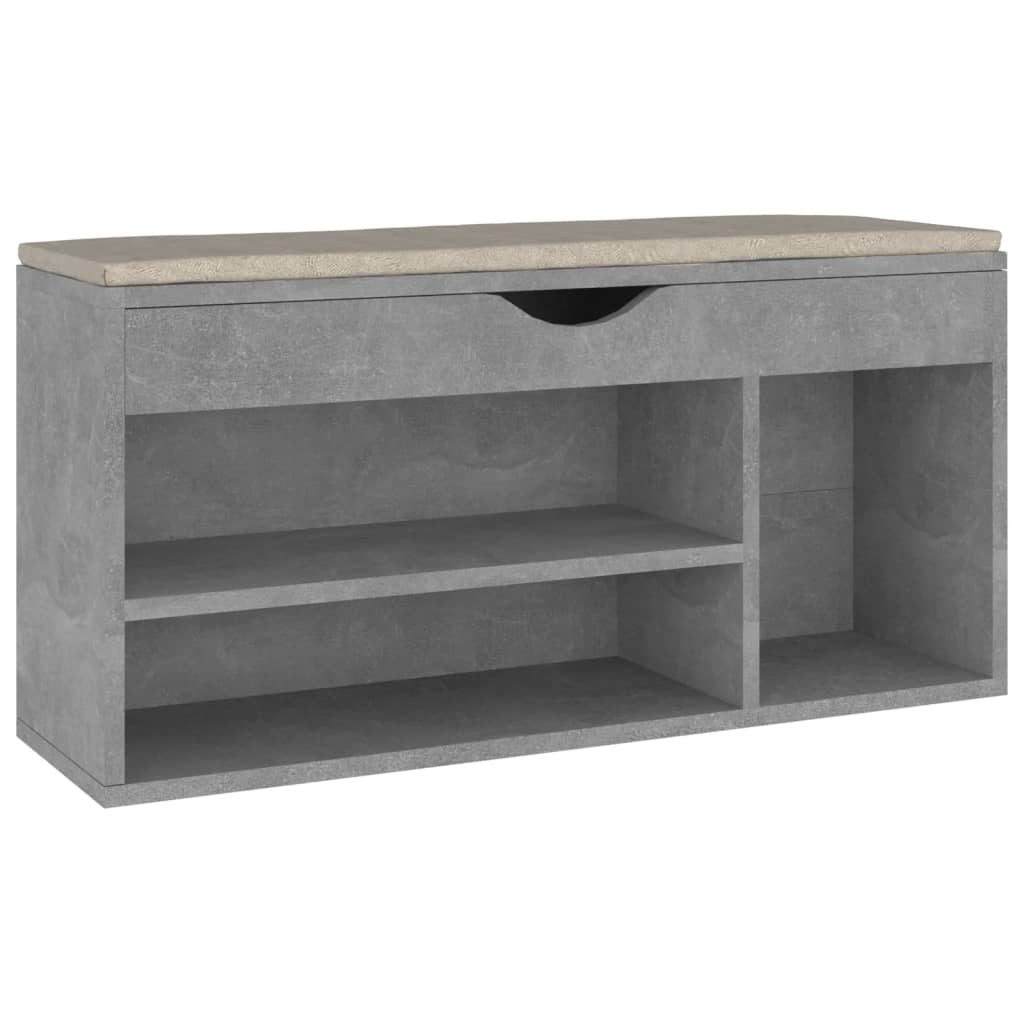 Banc à chaussures avec coussin Gris béton 104x30x49cm Aggloméré - XIOS