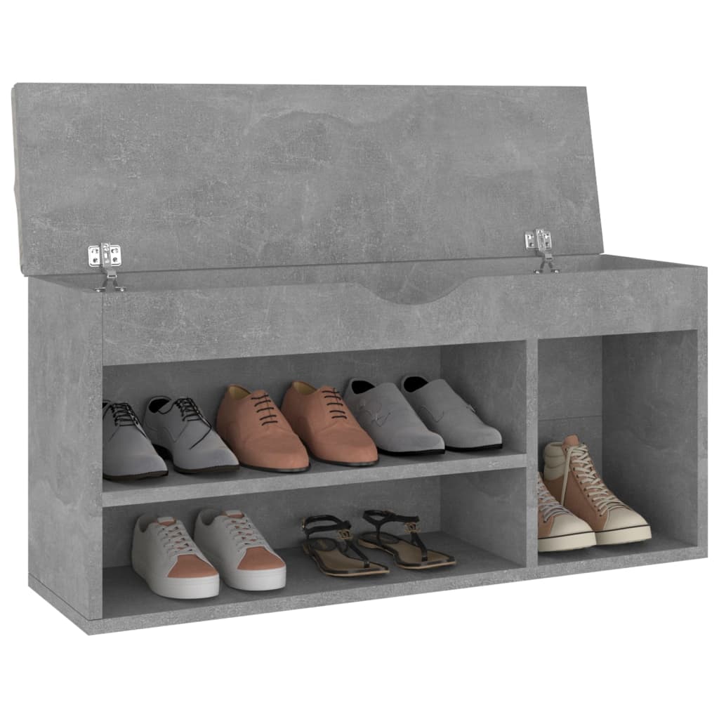 Banc à chaussures avec coussin Gris béton 104x30x49cm Aggloméré - XIOS