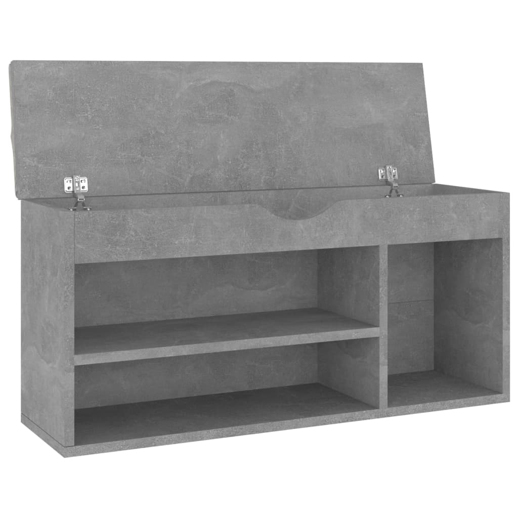 Banc à chaussures avec coussin Gris béton 104x30x49cm Aggloméré - XIOS