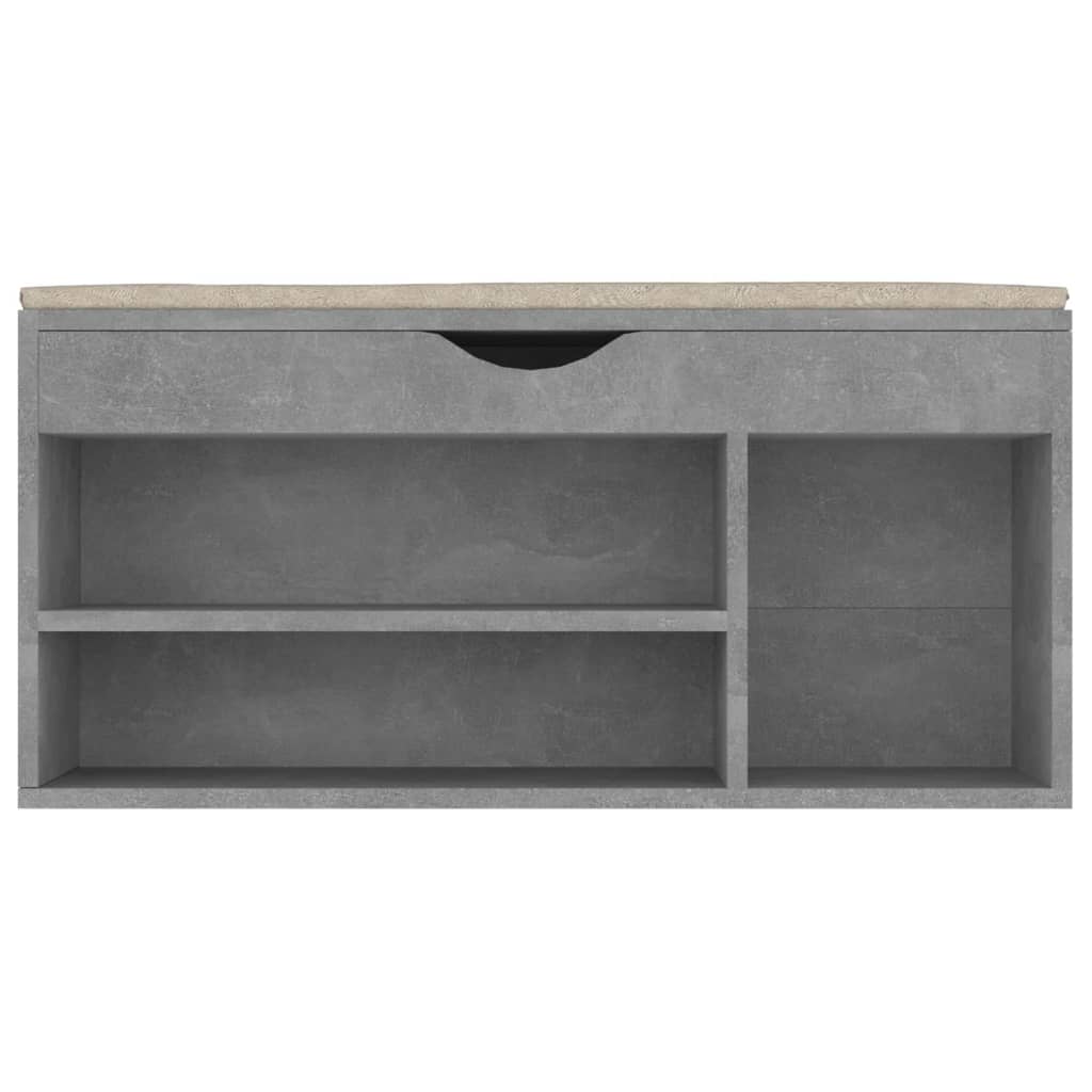 Banc à chaussures avec coussin Gris béton 104x30x49cm Aggloméré - XIOS