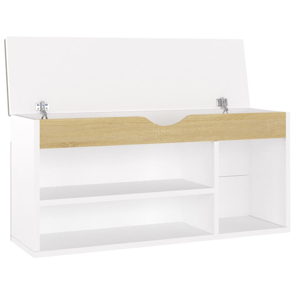 Banc à chaussures coussin Blanc et chêne 104x30x49 cm Aggloméré - XIOS