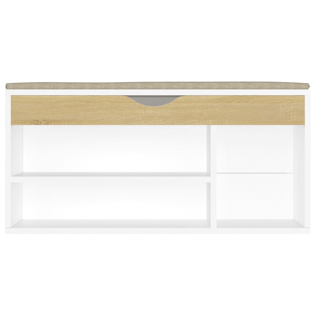 Banc à chaussures coussin Blanc et chêne 104x30x49 cm Aggloméré - XIOS