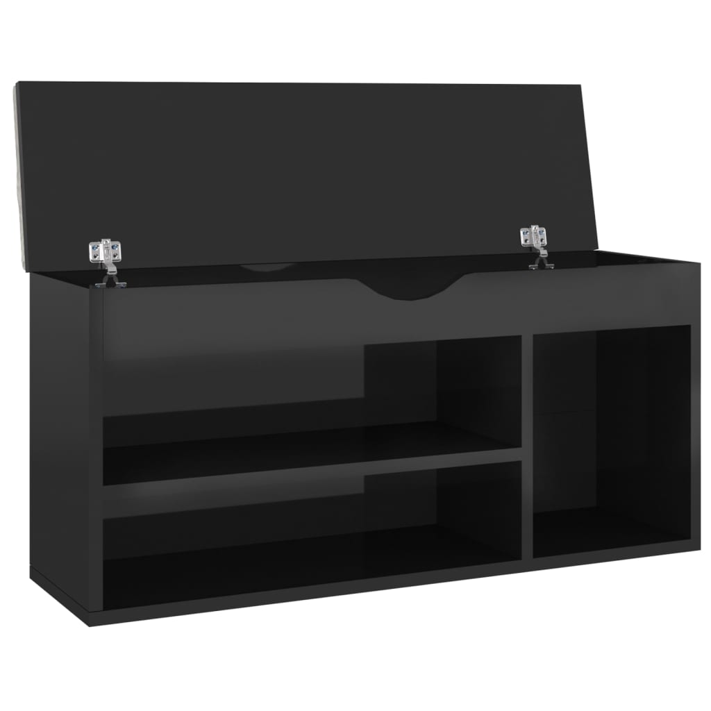 Banc à chaussures coussin Noir brillant 104x30x49 cm Aggloméré - XIOS