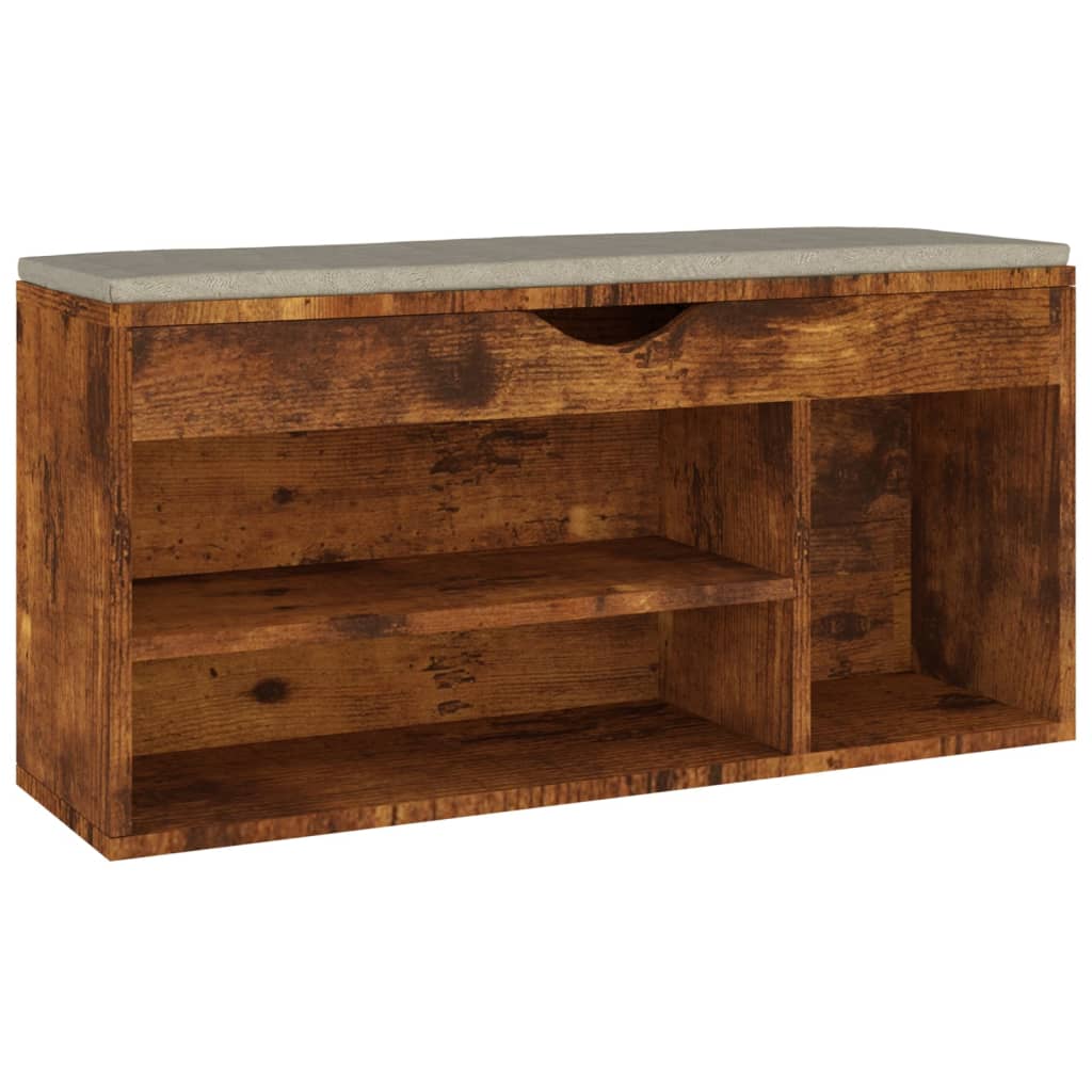Banc à chaussures avec coussin Chêne fumé 104x30x49cm Aggloméré - XIOS