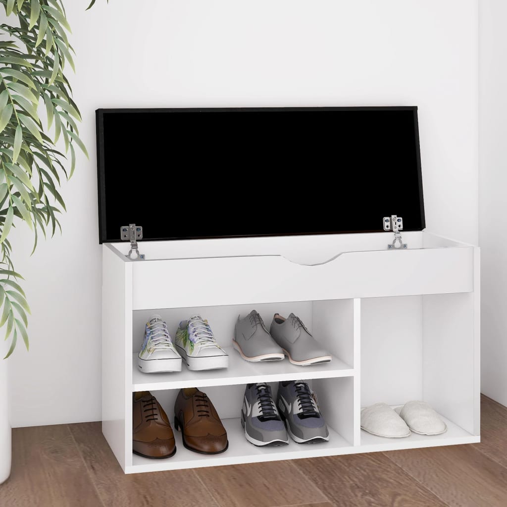 Banc à chaussures avec coussin Blanc 80x30x47 cm Aggloméré - XIOS