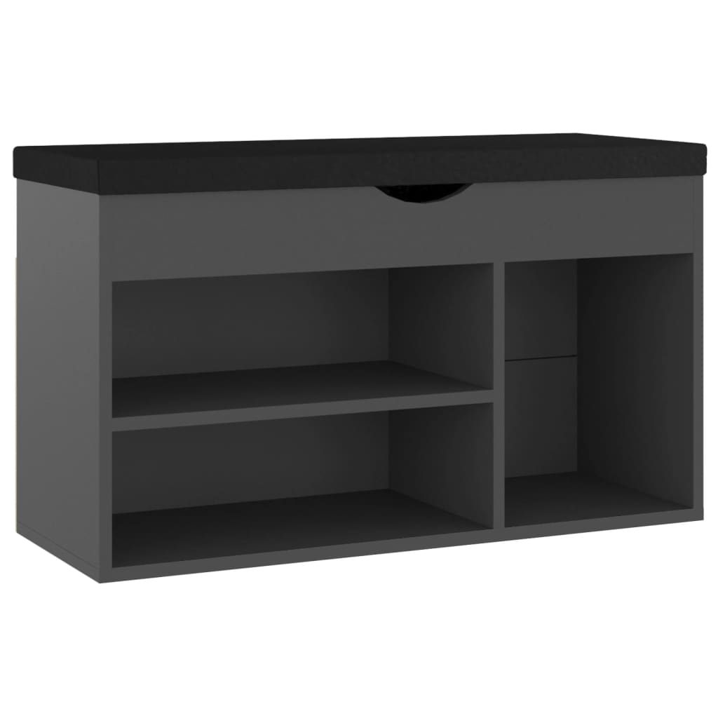 Banc à chaussures avec coussin Gris 80x30x47 cm Aggloméré - XIOS