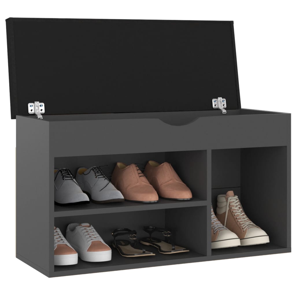 Banc à chaussures avec coussin Gris 80x30x47 cm Aggloméré - XIOS