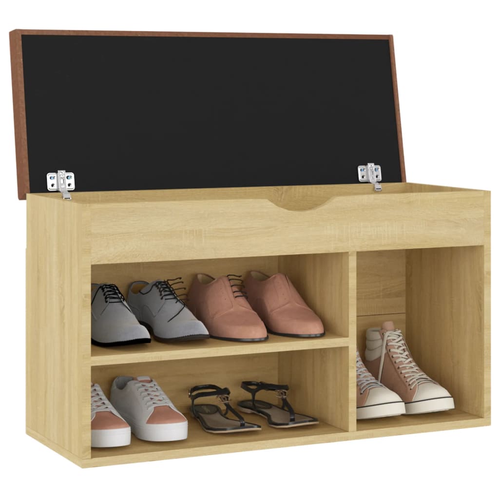 Banc à chaussures et coussin Chêne sonoma 80x30x47 cm Aggloméré - XIOS