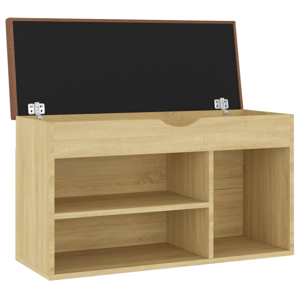 Banc à chaussures et coussin Chêne sonoma 80x30x47 cm Aggloméré - XIOS