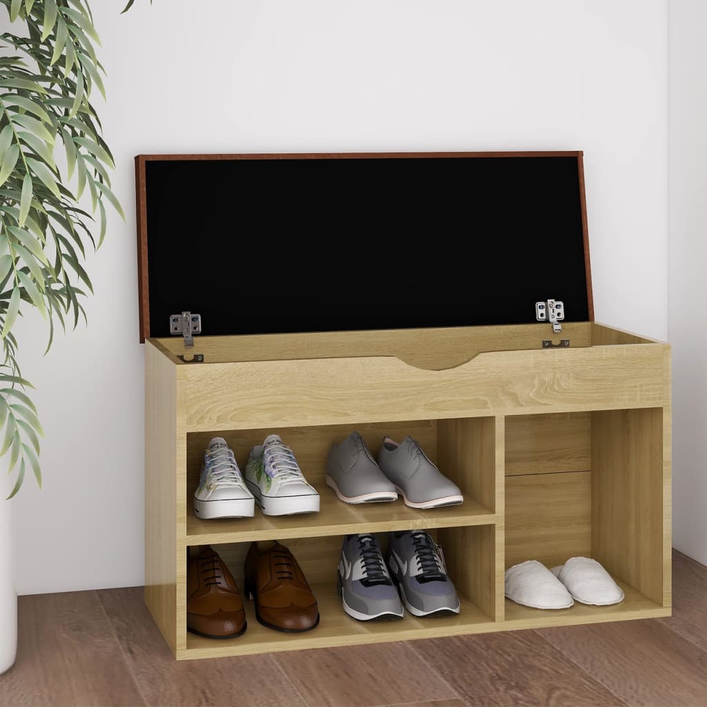 Banc à chaussures et coussin Chêne sonoma 80x30x47 cm Aggloméré - XIOS