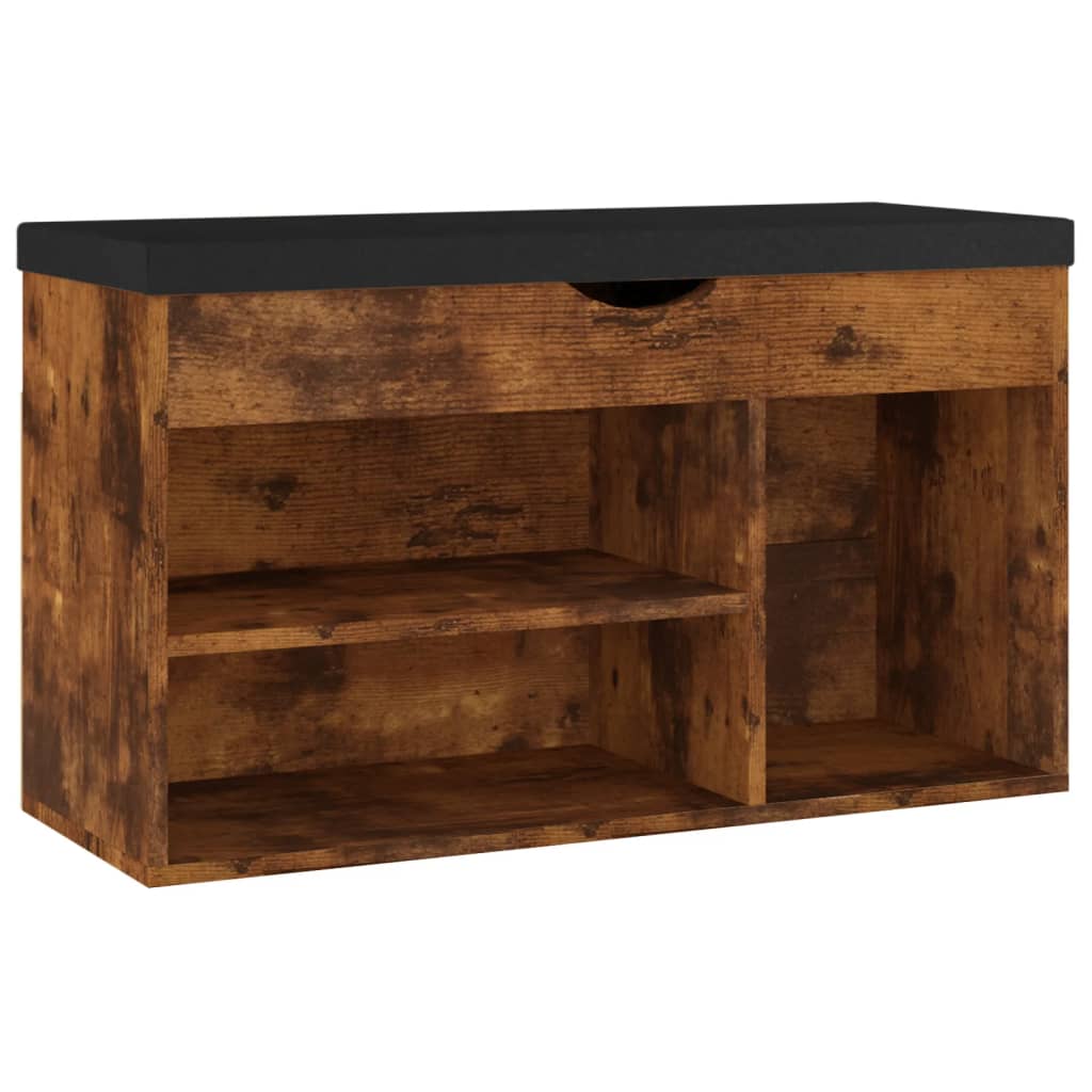 Banc à chaussures avec coussin Chêne fumé 80x30x47 cm Aggloméré - XIOS
