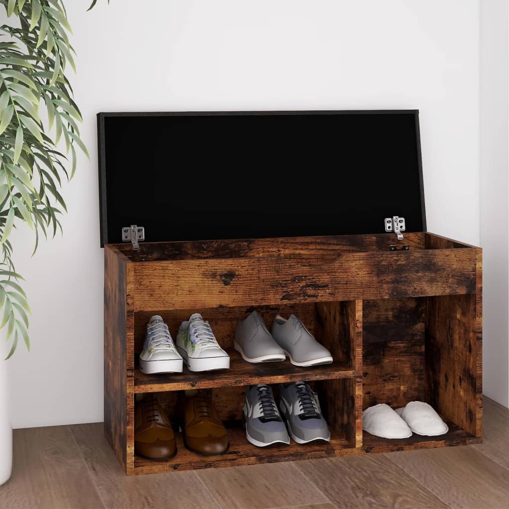 Banc à chaussures avec coussin Chêne fumé 80x30x47 cm Aggloméré - XIOS