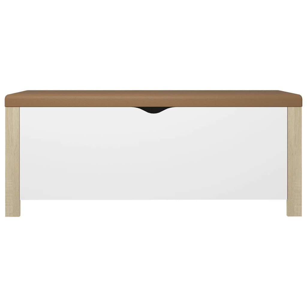Boîte de rangement et coussin Blanc/chêne 105x40x45cm Aggloméré - XIOS