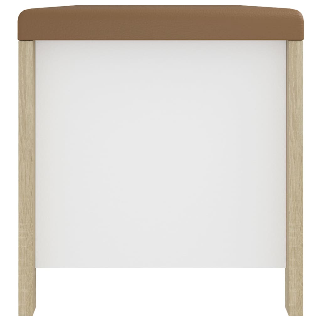 Boîte de rangement et coussin Blanc/chêne 105x40x45cm Aggloméré - XIOS