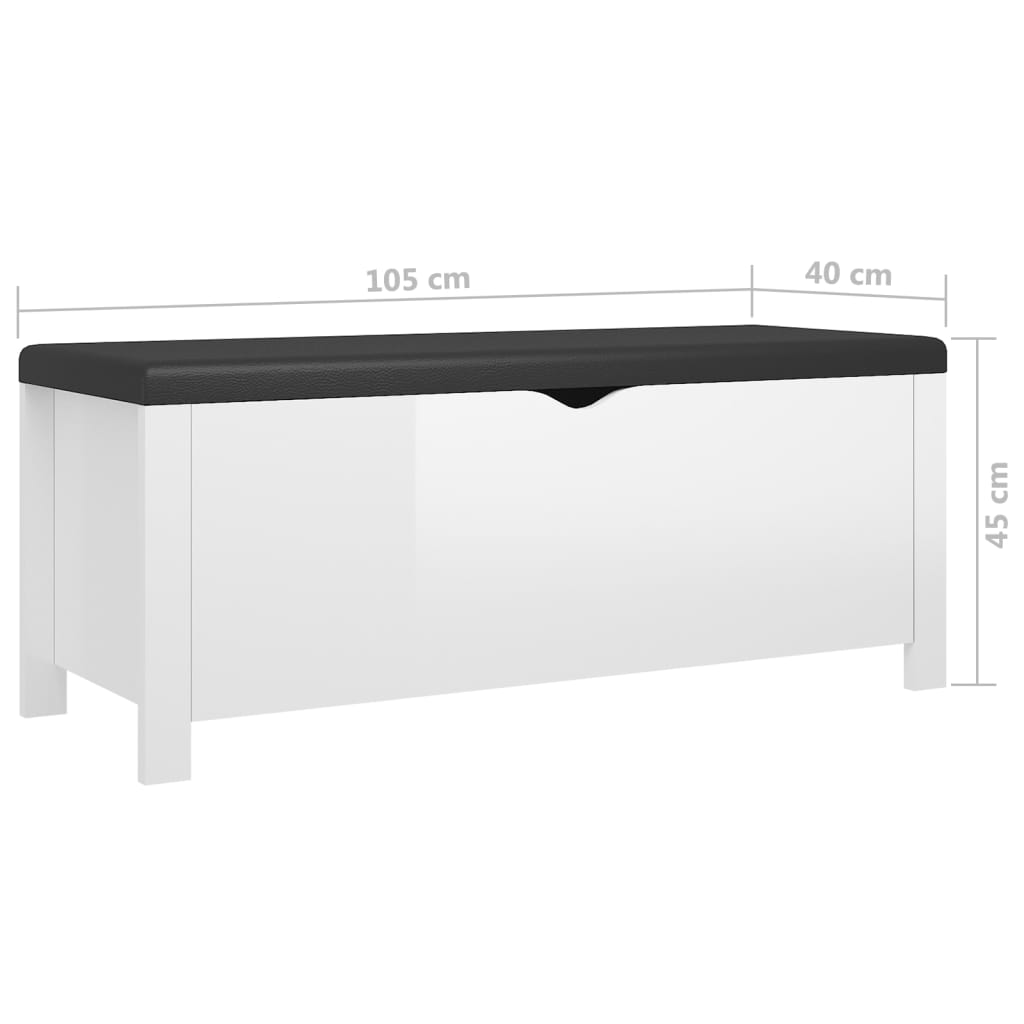 Boîte de rangement coussin Blanc brillant 105x40x45cm Aggloméré - XIOS