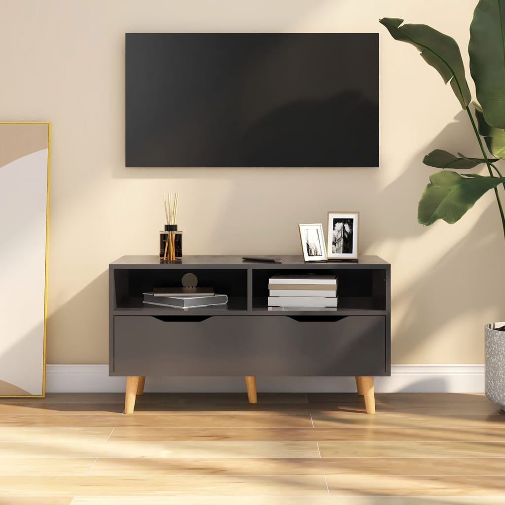 Meuble TV gris 90x40x48,5 cm bois d'ingénierie - XIOS