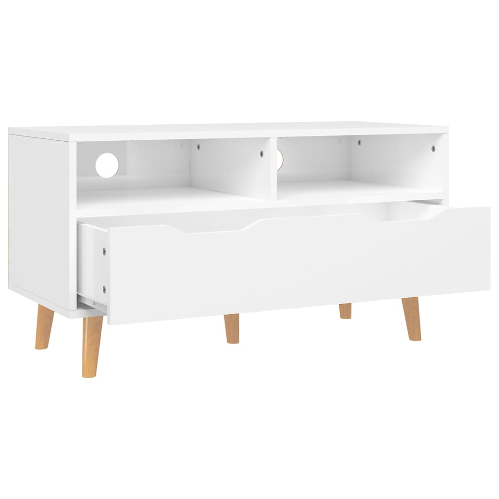 Meuble TV blanc brillant 90x40x48,5 cm bois d'ingénierie - XIOS