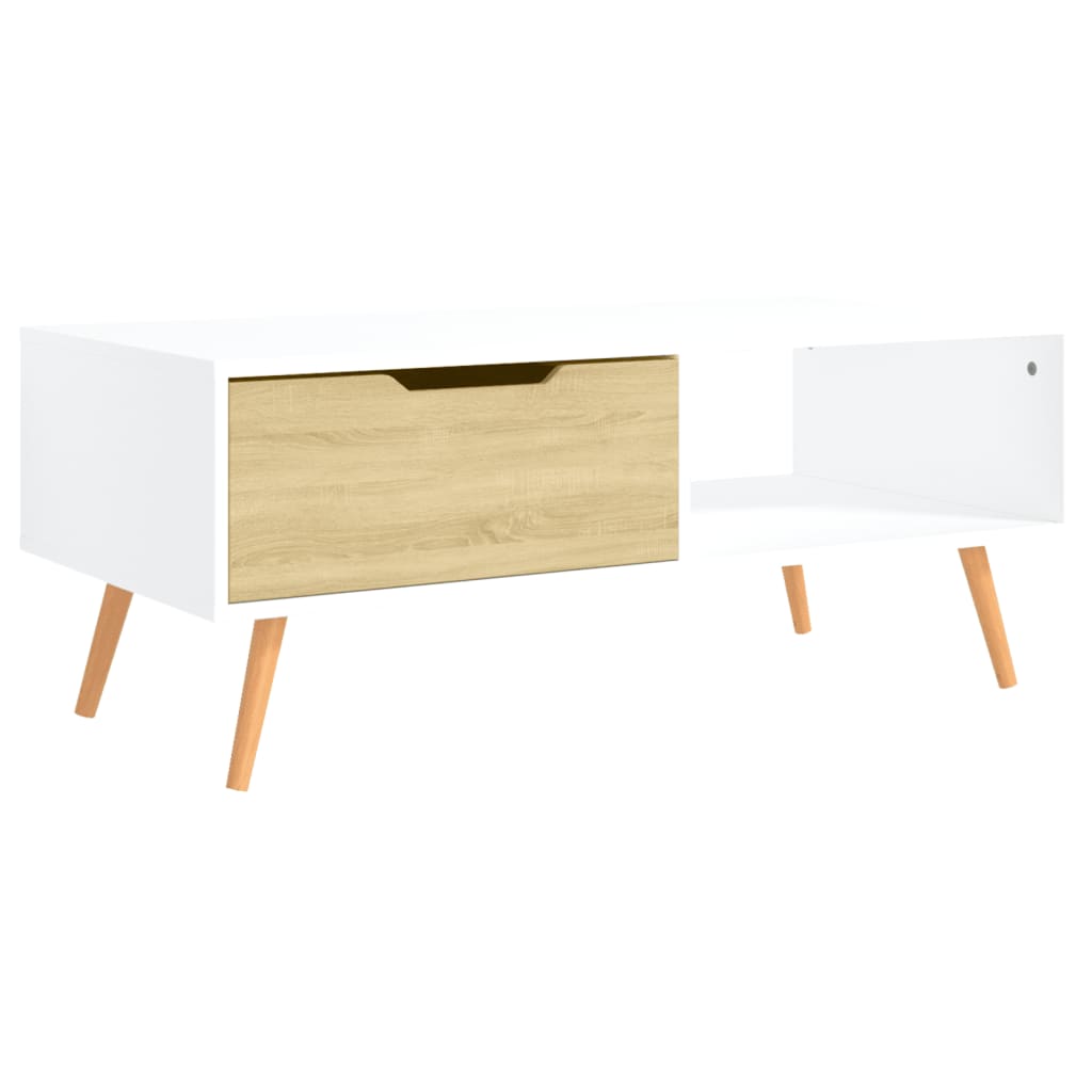 Table basse Blanc et chêne Sonoma 100x49,5x43cm Bois ingénierie - XIOS
