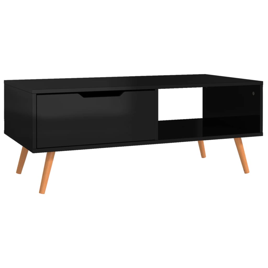 Table basse Noir brillant 100x49,5x43 cm Bois d'ingénierie - XIOS