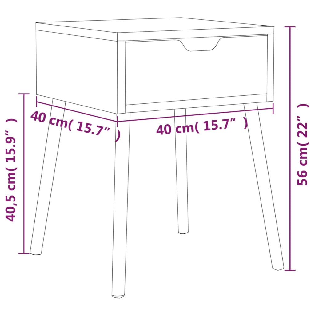 Table de chevet chêne fumé 40x40x56 cm Bois d'ingénierie - XIOS