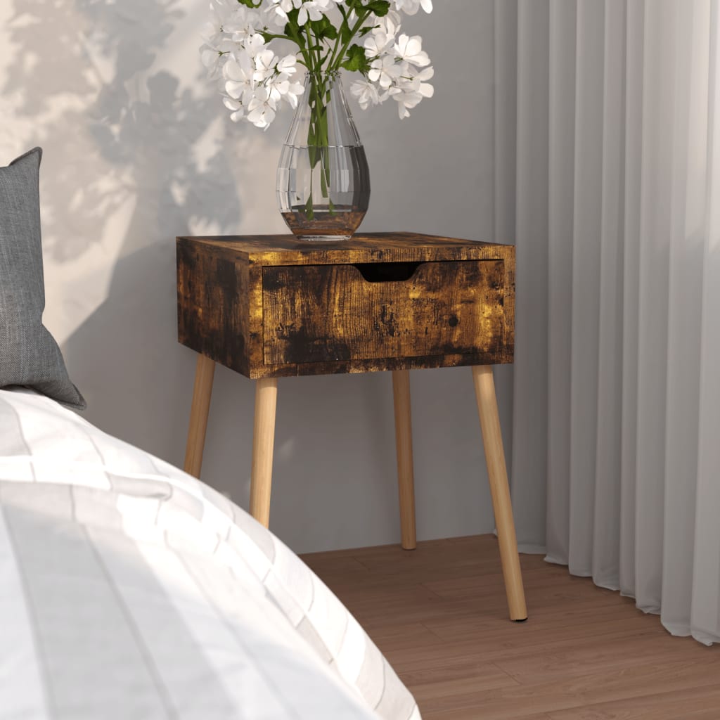 Table de chevet chêne fumé 40x40x56 cm Bois d'ingénierie - XIOS