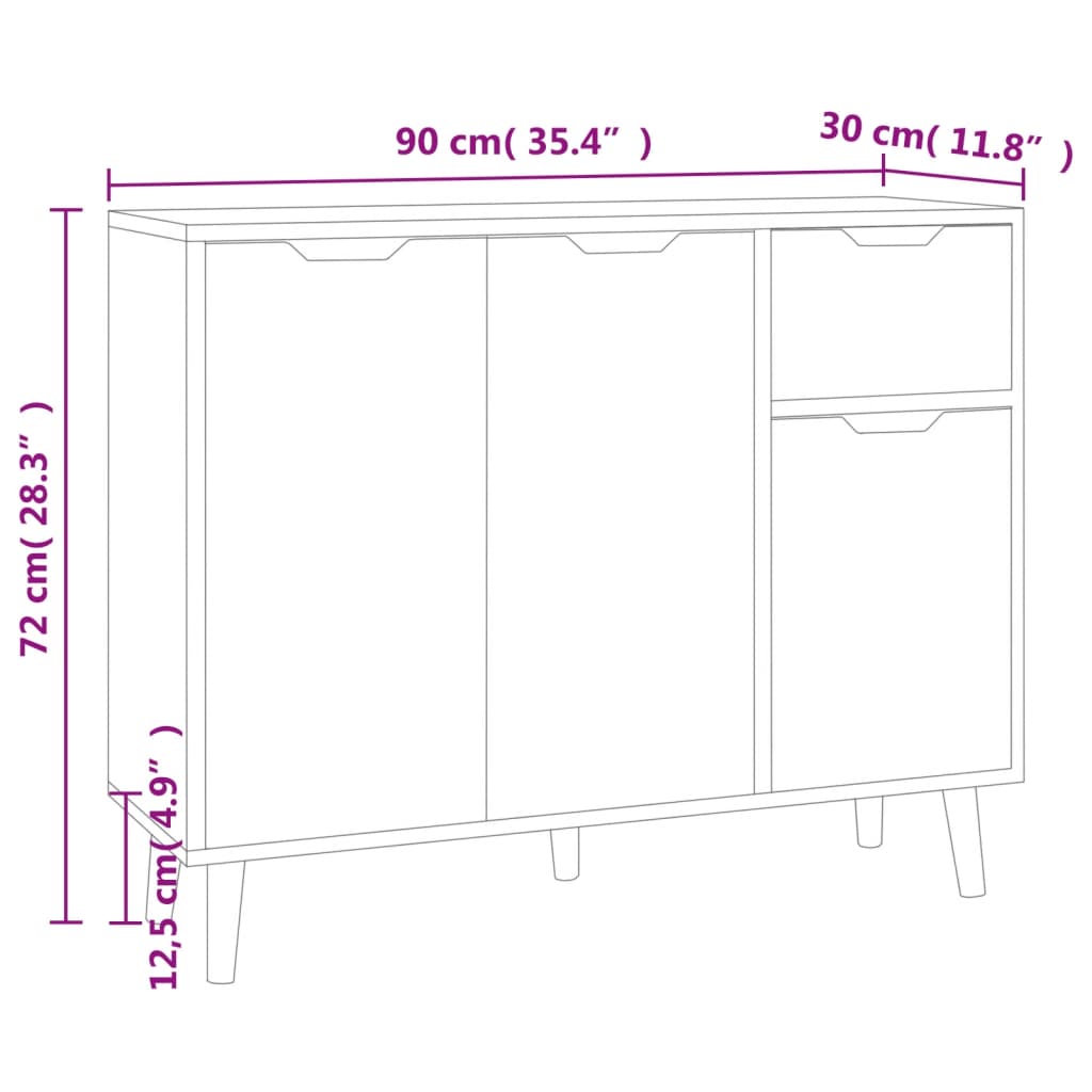 Buffet Blanc 90x30x72 cm Bois d'ingénierie - XIOS