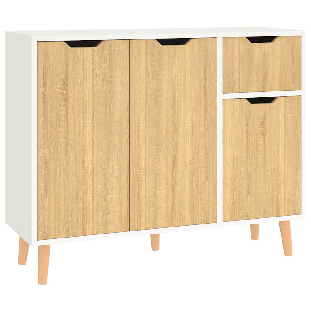 Buffet blanc et chêne sonoma 90x30x72 cm bois d'ingénierie - XIOS