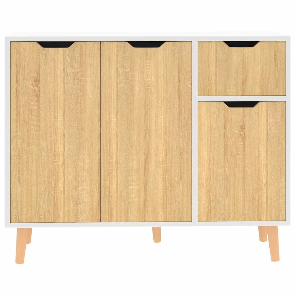Buffet blanc et chêne sonoma 90x30x72 cm bois d'ingénierie - XIOS