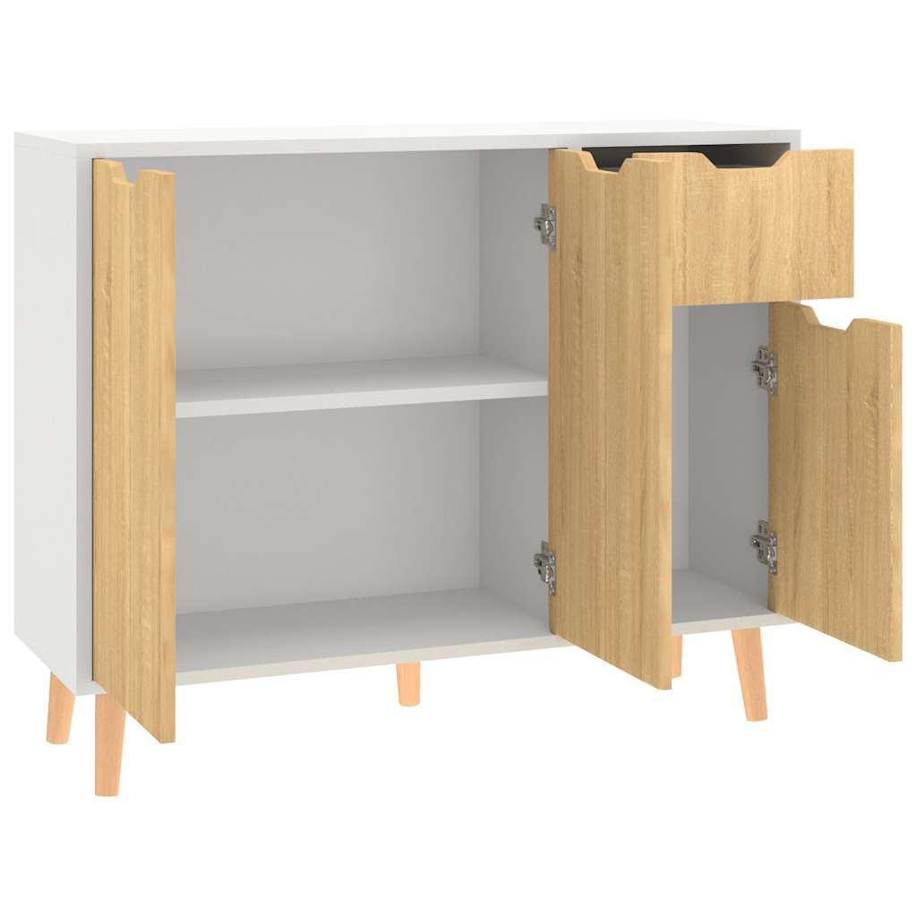 Buffet blanc et chêne sonoma 90x30x72 cm bois d'ingénierie - XIOS