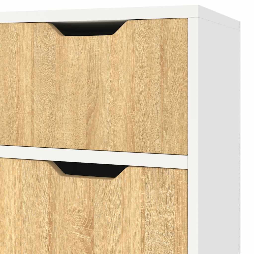 Buffet blanc et chêne sonoma 90x30x72 cm bois d'ingénierie - XIOS