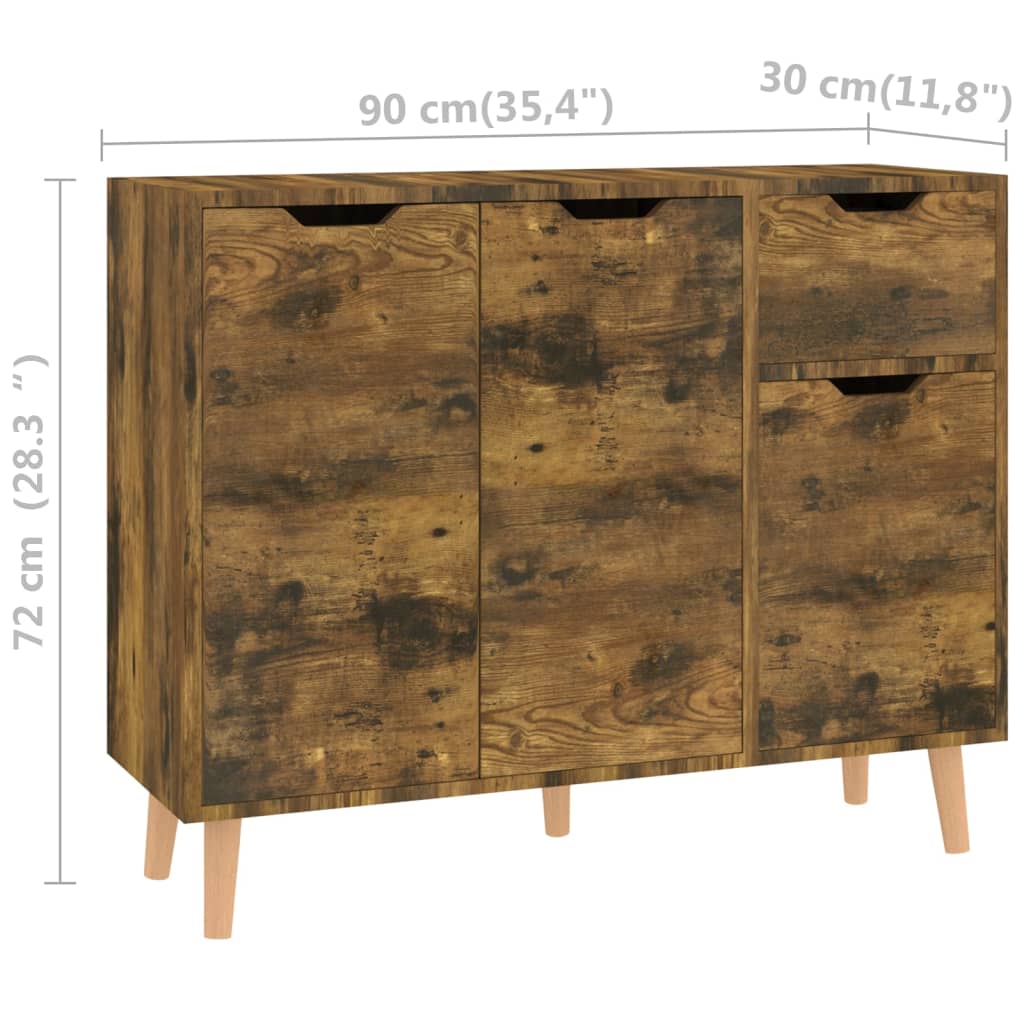 Buffet chêne fumé 90x30x72 cm bois d'ingénierie - XIOS