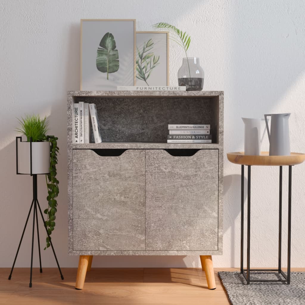 Buffet gris béton 60x30x72 cm bois d'ingénierie - XIOS