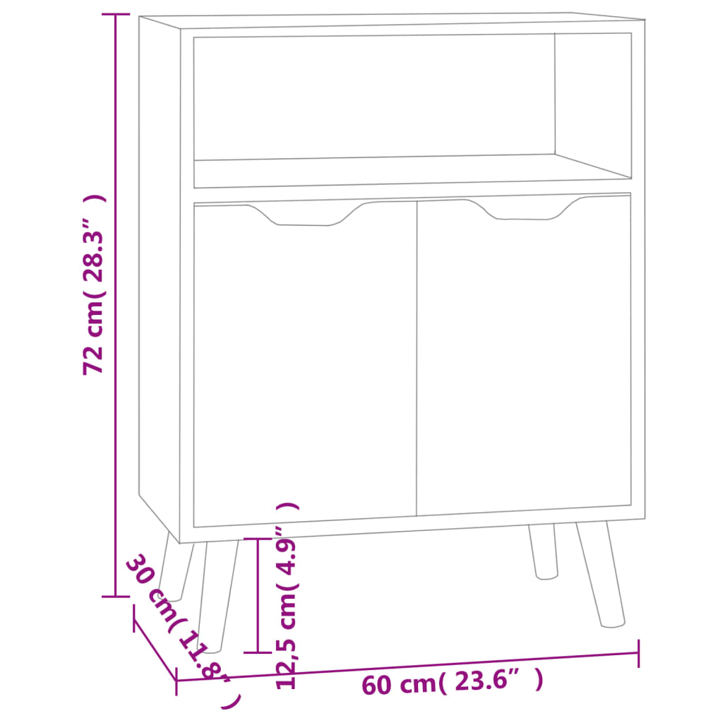 Buffet blanc brillant 60x30x72 cm bois d'ingénierie - XIOS