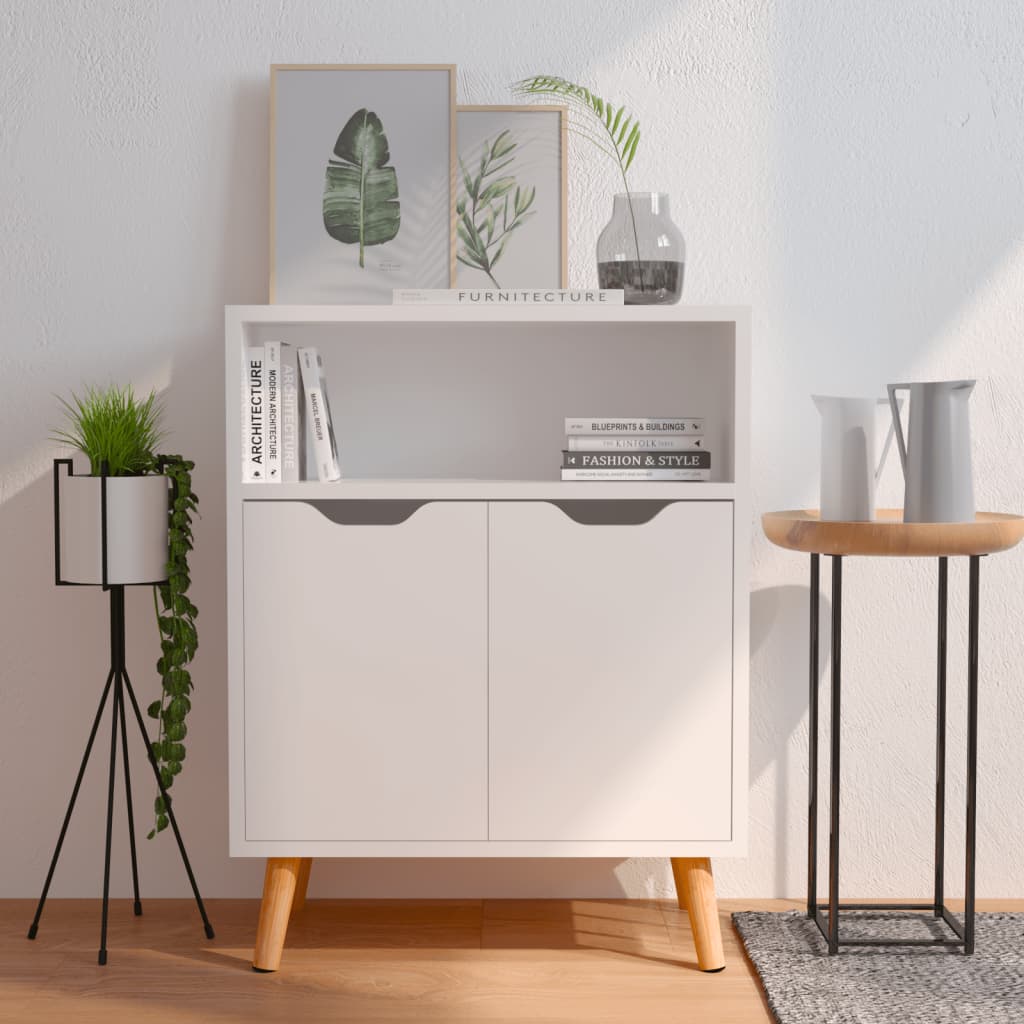 Buffet blanc brillant 60x30x72 cm bois d'ingénierie - XIOS