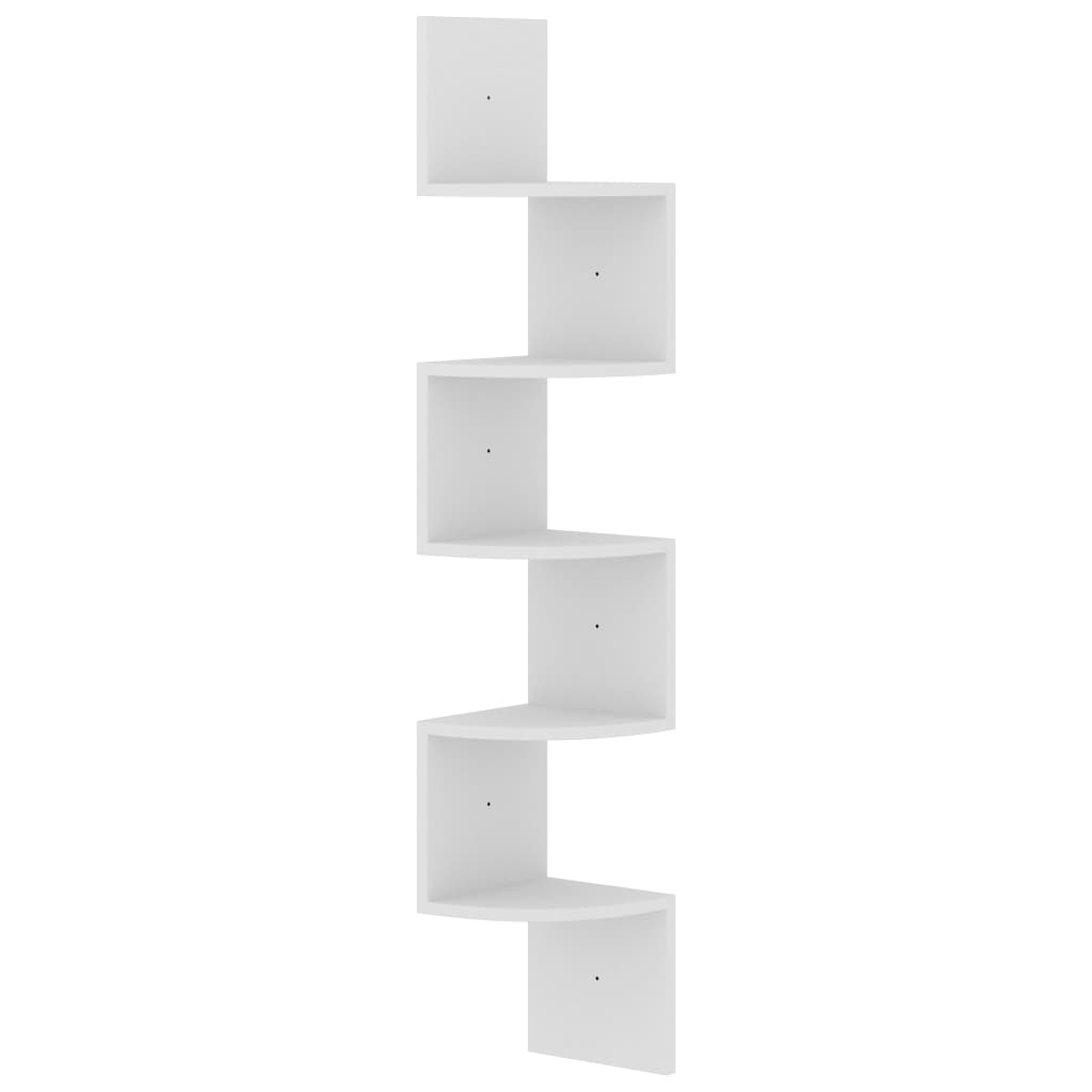 Étagère d'angle murale Blanc 19x19x123 cm Bois d'ingénierie - XIOS
