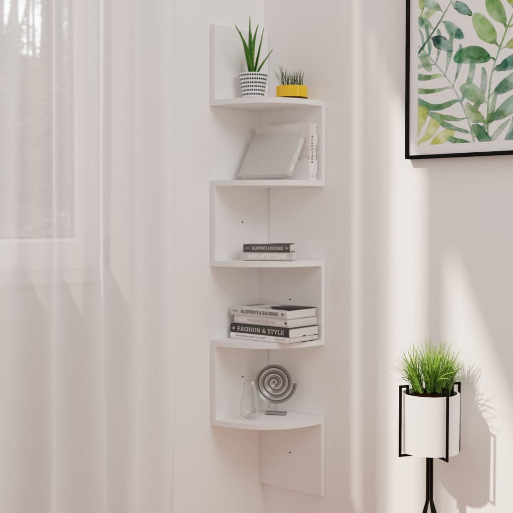 Étagère d'angle murale Blanc 19x19x123 cm Bois d'ingénierie - XIOS