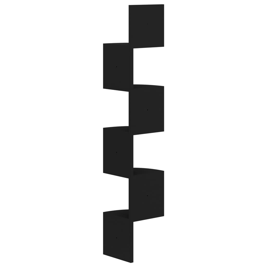 Étagère d'angle murale noir 19x19x123 cm bois d'ingénierie - XIOS